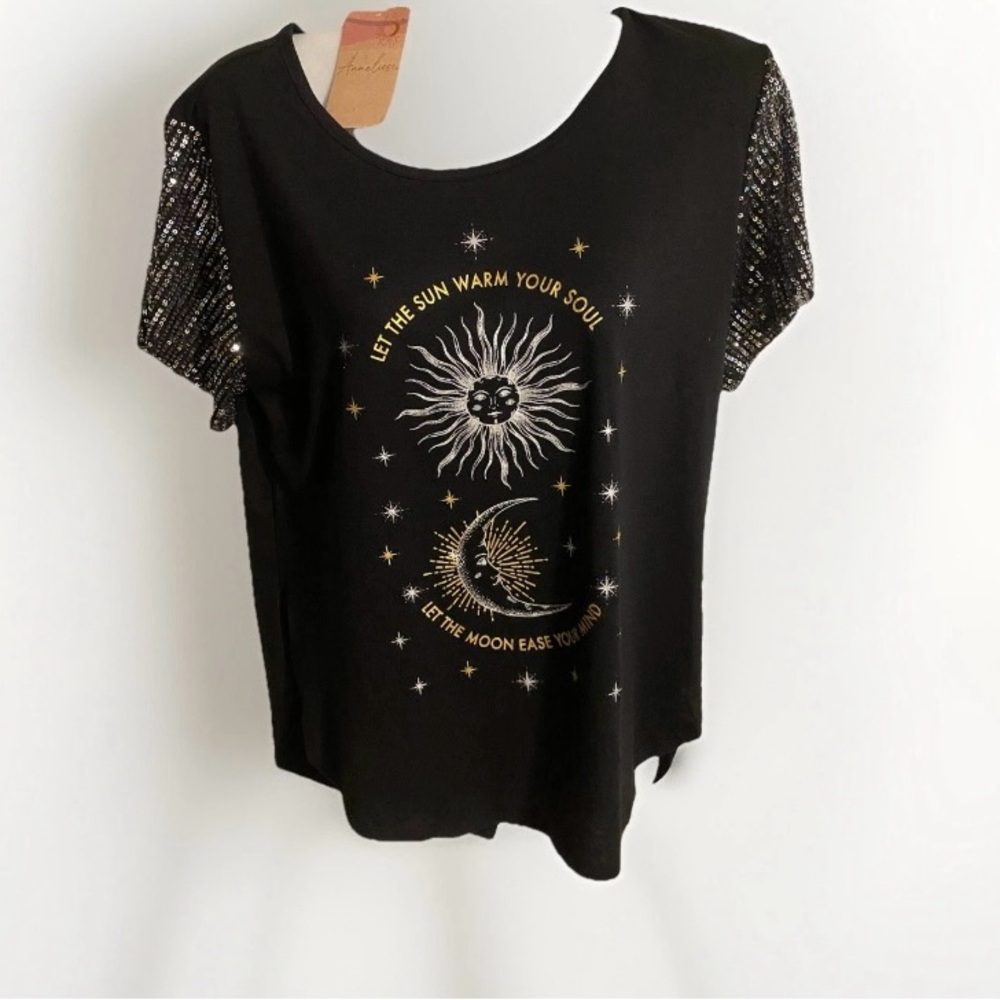 Anneliege S black gothic witchy sequined top NEW